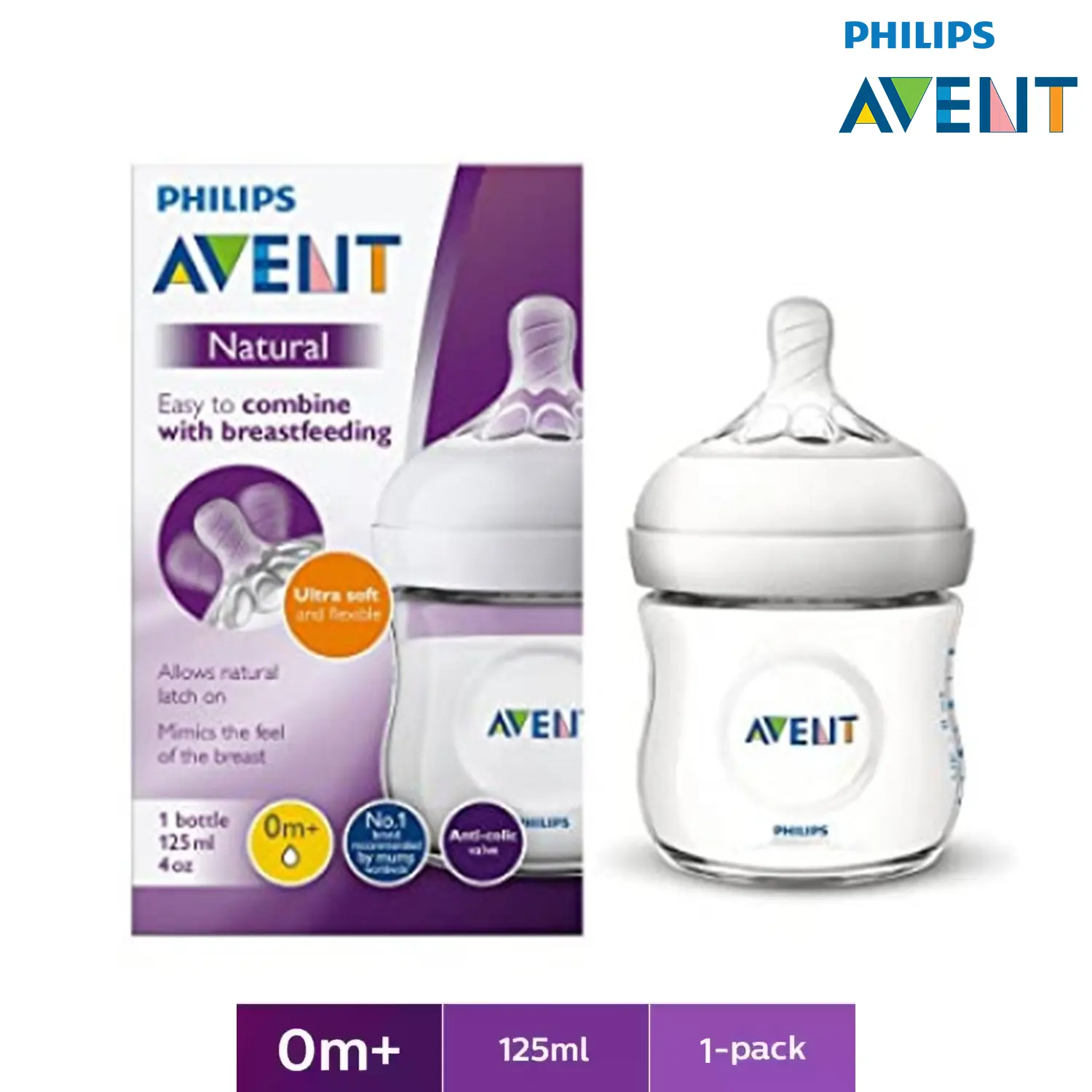 Philips Avent Natural Feeding Bottles 125ml Single